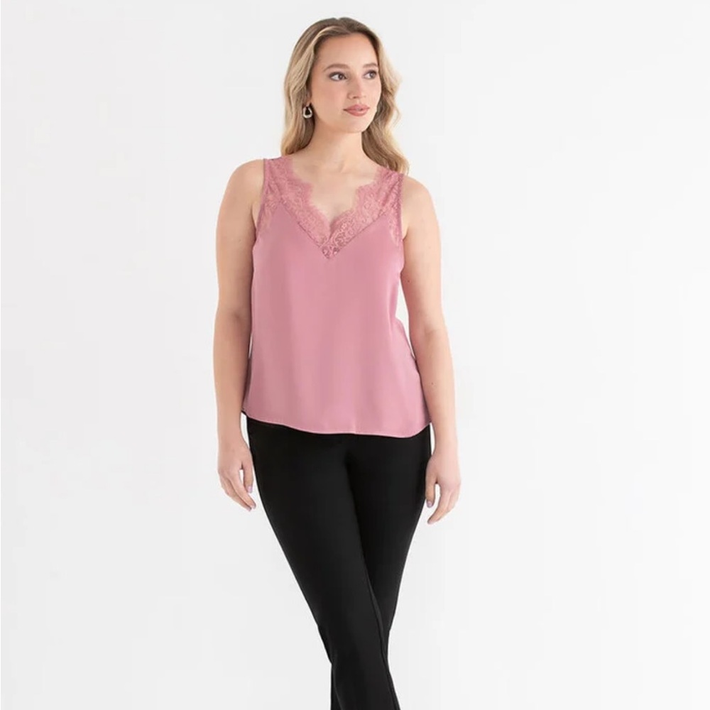 NWT Pink Stain Lace Trim Camisole